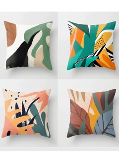 اشتري 4-Piece Throw Pillow Covers Set Square Pillowcases Home Decor for Living Room Sofa Couch 45x45 cm 18x18 inch في الامارات