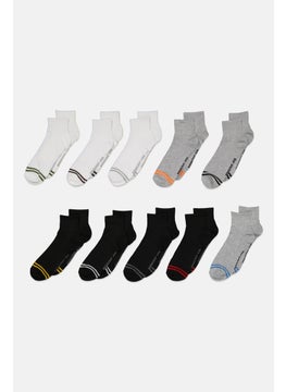 اشتري Men 10 Pairs Stripe Flat Low Cut Socks, Black Combo في الامارات