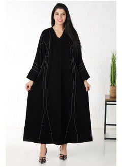 Buy Black abaya with embroidered threads in Saudi Arabia