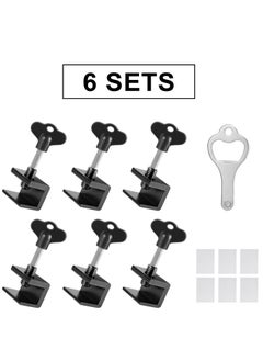 Buy 6 Sets Window locks, sliding window locks with key for vertical & horizontal sliding windows doors,easy to install,adjustable security window lock for patio bedroom home and office black in Saudi Arabia