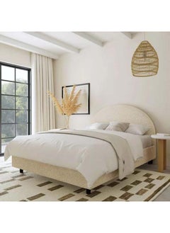 Buy Beige BouclÃ© Elegance: Swedish Wood Super King Bed (200x200x140) by Alhome in Saudi Arabia