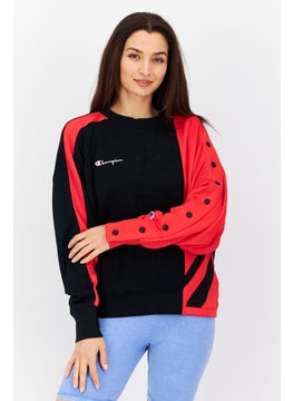 Buy Women Sportswear Fit Brand Logo Training Sweatshirt, Black/Red in Saudi Arabia