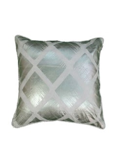 Buy Majestic Checks Foil Printed Filled Cushion 45x45 Cm Silver in UAE