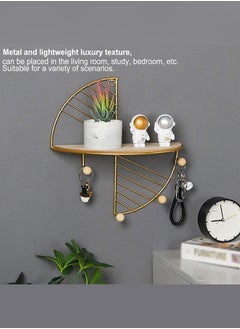 Buy Floating Shelf Wall Mounted Hanging Shelf Fan Shaped for Wall Décor Storage Shelves Metal Bracket and Reclaimed Metal Shelf for Living Room Bedroom Bathroom Kitchen Gold in UAE