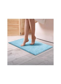 اشتري Bath Rug Chenille Soft Bath Mat Absorbent Microfiber Bathroom Rug 40 * 60Cm Washable Mat Non Slip And Extra Thick Rug Blue في السعودية