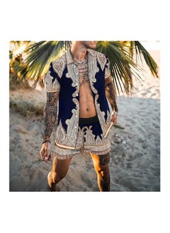 اشتري Men's Shirt Casual Loose Shorts Beach Suit في السعودية