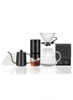 Buy 6-Piece V60 Pour Over Drip Coffee Set Coffee Accessories Electric Grinder Mill Glass Pot with Filter Dripper Gooseneck Kettle Specialized Size 02 V60 Kit in Saudi Arabia