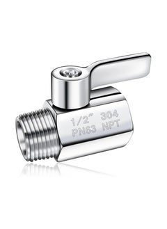 اشتري Showerhead Shut Off Valve 304 Stainless Steel Mini Ball Valve(1/2" Female X Male) NPT Thread with Stainless Handle Water Flow Control Valve Regulator Shower Head Flow Control Valve في الامارات