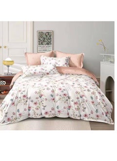 Buy Comforters 6pcs Vintage Quilted Bedding Set, Includes 1 fixed Quilt, 1 Fitted Sheet, And 4 Pillowcases,  Floral Design in UAE