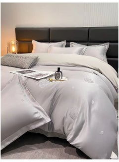اشتري Summer silk forged four-piece set double-sided wash silk bed sheet and quilt cover. في الامارات