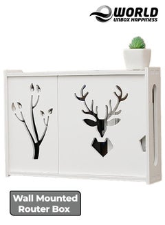 Buy Stylish Wall-Mounted Router Rack for Wi-Fi Router, Set-Top Box, Light Cat Box, and More, Includes Doors and Patch Panel Shielding Box for Neat Storage, White. in UAE