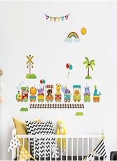 اشتري Decorative kids room sticker -Child animals on the train (100x70cm) في مصر