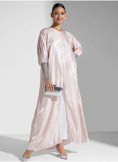 اشتري Abaya With Shimmer Sleeve Detail في الامارات