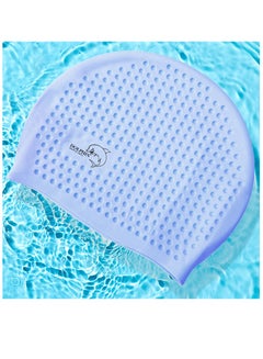 Buy Bubble Swimming Cap Silicone Waterproof For Adult, Light Blue in Egypt