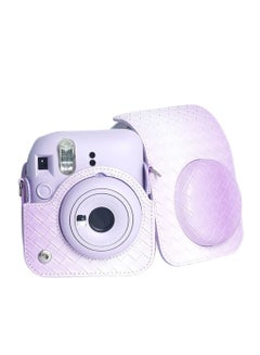 Buy Camera Case Gradual Woven Pattern Camera Shoulder Bag PU Leather Camera Case Storage Bag Replacement for Fujifilm Instax Mini 12 （Purple） in UAE