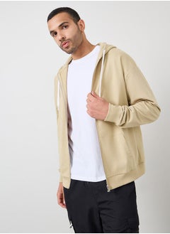 Buy Relaxed Fit Zip Hoodie with Contrast Drawcord in Saudi Arabia