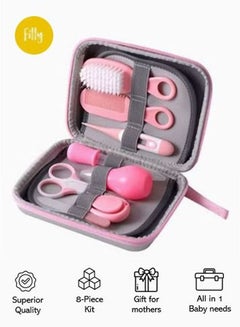 Buy Pink Baby Healthcare and Grooming Kit 8pcs set Hygiene Nail Scissors Clipper Portable Infant Child Tools Sets for Toddler(8- Piece) in UAE