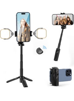 Buy ULANZI JJ02 Selfie Stick Tripod, Extendable Grip Phone Tripod with Detachable Remote Pocket Size, 3-in-1 Mini Phone Grip 2 Cold Shoe, 10m/393.7'' Wireless Shutter, Vlog Livestreaming Photography in UAE