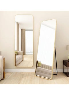 Buy Full Length Mirror 155x45cm, Floor Mirrors with Aluminum Alloy Frame Free-Standing Leaning Large Bedroom Dressing Mirror, Full Body Mirror with Stand for Living Room,Bedroom, Gold in UAE