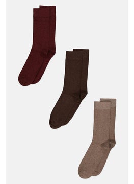 اشتري Men 3 Pairs Ankle Socks, Maroon/Combo في الامارات