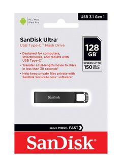 Buy SanDisk 128GB Ultra USB Type-C Flash Drive, Speed Up to 150MB/s - SDCZ460-128G-G46 in Saudi Arabia