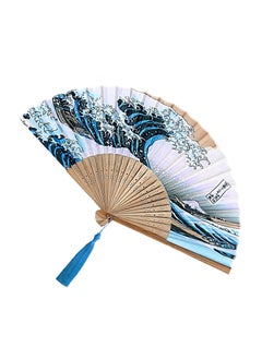 Buy Japanese Fan Handmade Decorative Accessories Folding Fan Landscape Painting Vintage Bamboo Silk Fans for Dance, Performance, Decoration, Wedding, Party, Gift Etc. in UAE