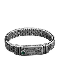 Buy Men's Retro S925 Sterling Silver Bracelet Creative Hand-woven Jewelry Six Character Bracelet Personality Style in UAE