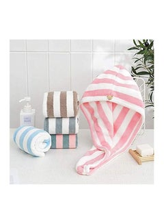 اشتري Hanso Microfiber Hair Drying Towel Colorful Striped Super Absorbent Quick Drying for Women Bath and Shower Long Hair Wrap Cap (assorted Color) في مصر