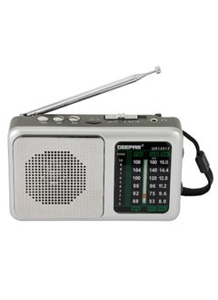 Buy Geepas Rechargeable Radio with Bluetooth/FM/AM/SW/TF and 3 Band Radio,DC 3V,Retro Design and Premium-Quality, GR13017, Silver in Saudi Arabia