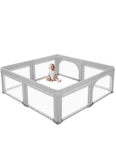 Buy Baby Playpen Large Playpen Baby and Toddlers Safety Play Yard with 8 safety sucker tees Breathable Mesh, Folding Indoor Outdoor Kids Activity Center with Gate in Saudi Arabia