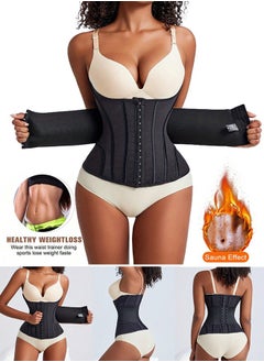 Buy Waist slimming belt，waist tight belt, waist shaping belt, double-layer 3D pressure Shapewear Waist Trainer Corset（Black） in UAE