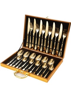 Buy 24-Piece Stainless Steel Cutlery Set Golden in Saudi Arabia