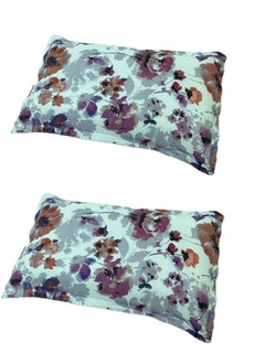 Buy Pack of 2 Microfiber Polyster Pillowcases, Shams, Floral Pattern, Zipper closure Style , Zippered Pillow, Ultra Soft and Premium Quality Size:50*75 Cm in Saudi Arabia