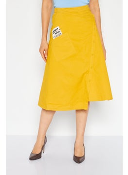 Buy Women Plain Midi Skirts, Mustard in UAE