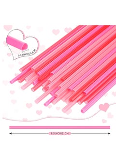 اشتري Heart Shaped Pink Straws Disposable Drinking Straw Individually Wrapped Pink Plastic Straw Birthday Party for Kids Bridal Shower Wedding Supplies 100PCS في الامارات