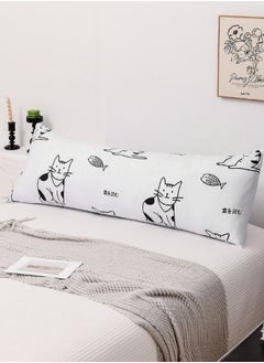 Buy 1 Piece Long Body Pillow Case, Cute Cat Design White Color. in UAE