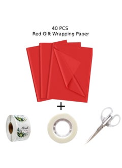 Buy 40-Pack of Premium Red Tissue Paper Sheets - Large 50 x 70 cm Size, Perfect for Art Projects, Crafts, and Elegant Gift-Wrapping Creations in UAE