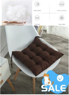 Buy Chair Pads Seat Cushion with Ties, Square Floor Chair Seat Pads Pillows Meditation Pillow Solid Thicken Comfortable Tufted Seat Cushion Corduroy Tatami Floor Cushion Reading Cushion Pad (Coffee) in Saudi Arabia