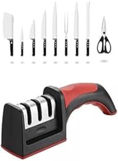 اشتري Professional Stainless Steel Manual Knife Sharpener for Home Use, 3 Hole Sharpener for Knives and Scissors Sharpening (1 Piece), Exclusive Available in Pegui Bell في مصر