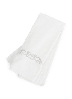 Buy Ivy Embroidered Hand Towel, Ivory & White - 500 GSM, 50x80 cm in UAE