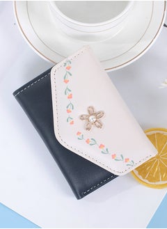 Buy Fresh Flower Printed Ladies Flap Trifold Short Wallet for Women Card Holder Money Bag for Dating and Commute 10.5*8*1.5cm in Saudi Arabia