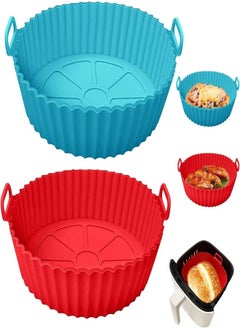 اشتري 2 Pack Air Fryer Silicone Liners, DMG Air Fryer Silicone Basket Bowl for 3 to 5QT, Replacement of Flammable Parchment Paper, Reusable Baking Tray Oven Accessories, Multicolor, (Top 8in, Bottom 6.75in) في مصر