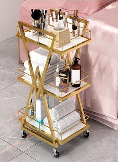 اشتري Multifunction Special Trolley for High-Grade Beauty Saloon Tool Car Hairdressing Embroidery and Cosmetics Storage Rack 45 x 30 x 85 Centimeter في الامارات