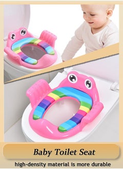 Buy Baby Toilet Training Seat, High-Density Material Waterproof And Stain-Resistant Toilet Training Seat, With Removable Cushion And Sturdy Handle（Pink） in Saudi Arabia