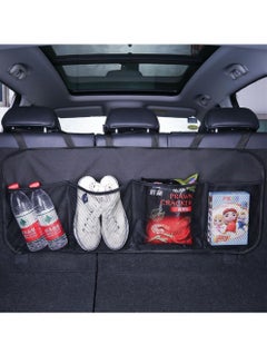 اشتري Car SUV Trunk Organizer, Backseat Hanging Oxford Cloth Storage Net Pocket, Car Seat Back Bag 95x35cm - Black في الامارات