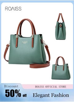 Buy Retro Elegant Handbag Advanced Leather Unique Chic All-match Large Capacity One Shoulder/Crossbody Messenger Bag for Women/Mother/Girl Friend Gift Green in Saudi Arabia