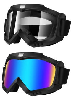 Buy Dirt Bike Goggles Motorcycle ATV Riding Ski Windproof Glasses Racing Helmet for Adults Men Women Youth Kids 2 Pack in UAE