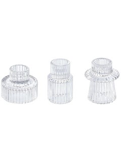 Buy 3 Piece Transparent Glass Candle Holder For Party Wedding in Saudi Arabia
