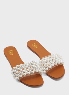 Buy Pearl Embellished Flat Sandal in Saudi Arabia