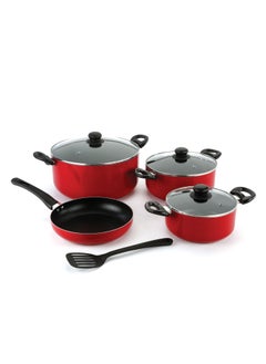 Buy Delcasa 8 Piece Non Stick Cookware Set DC2912 30x13.5 cm casserole with lid, a 24x11 cm casserole with lid, a 20x9 cm casserole with lid, a 24x5 cm frypan, and a nylon turner in UAE